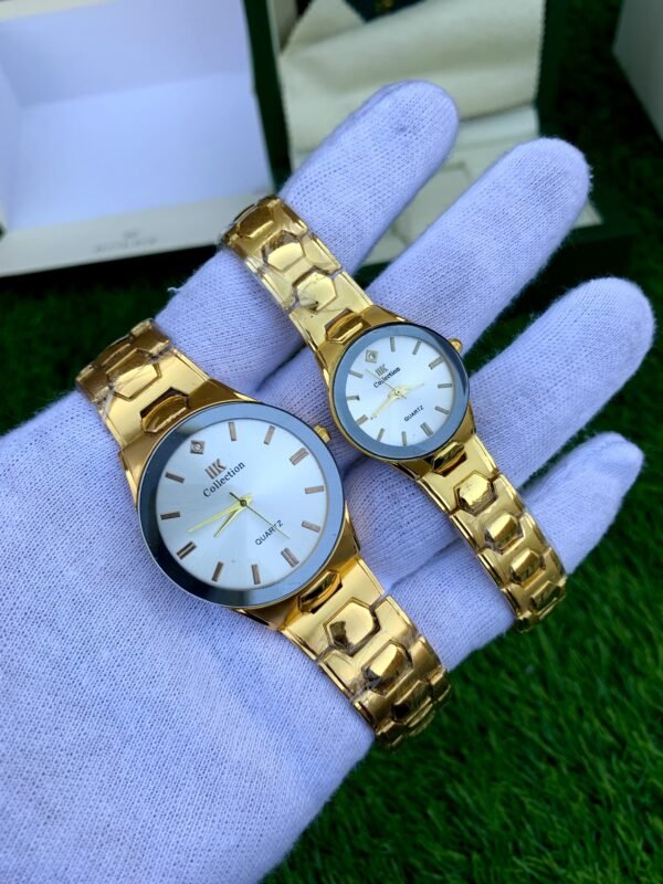 Gold White Couple Watch