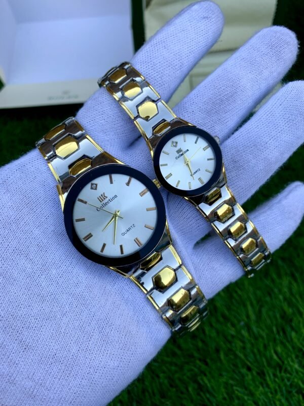 Silver Gold White Couple Watch